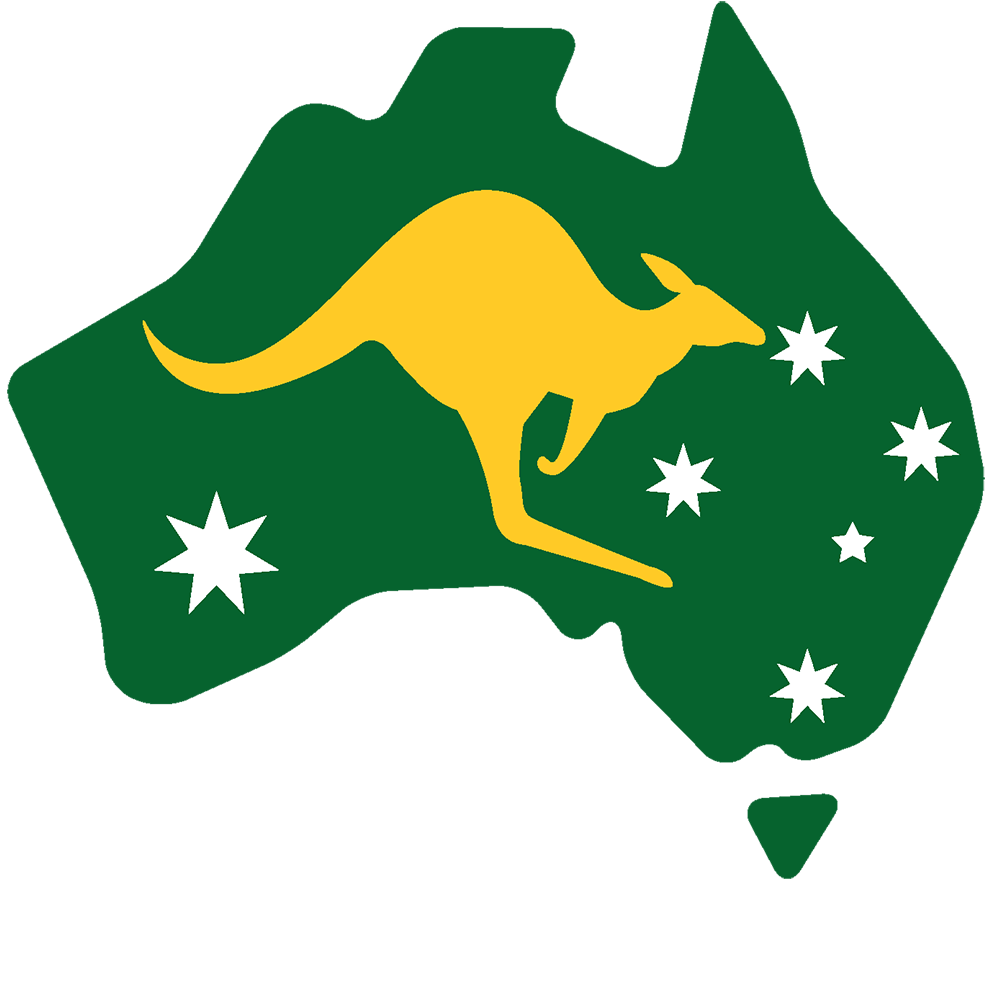 A Green And Yellow Kangaroo With White Stars In A Shape Of A Map