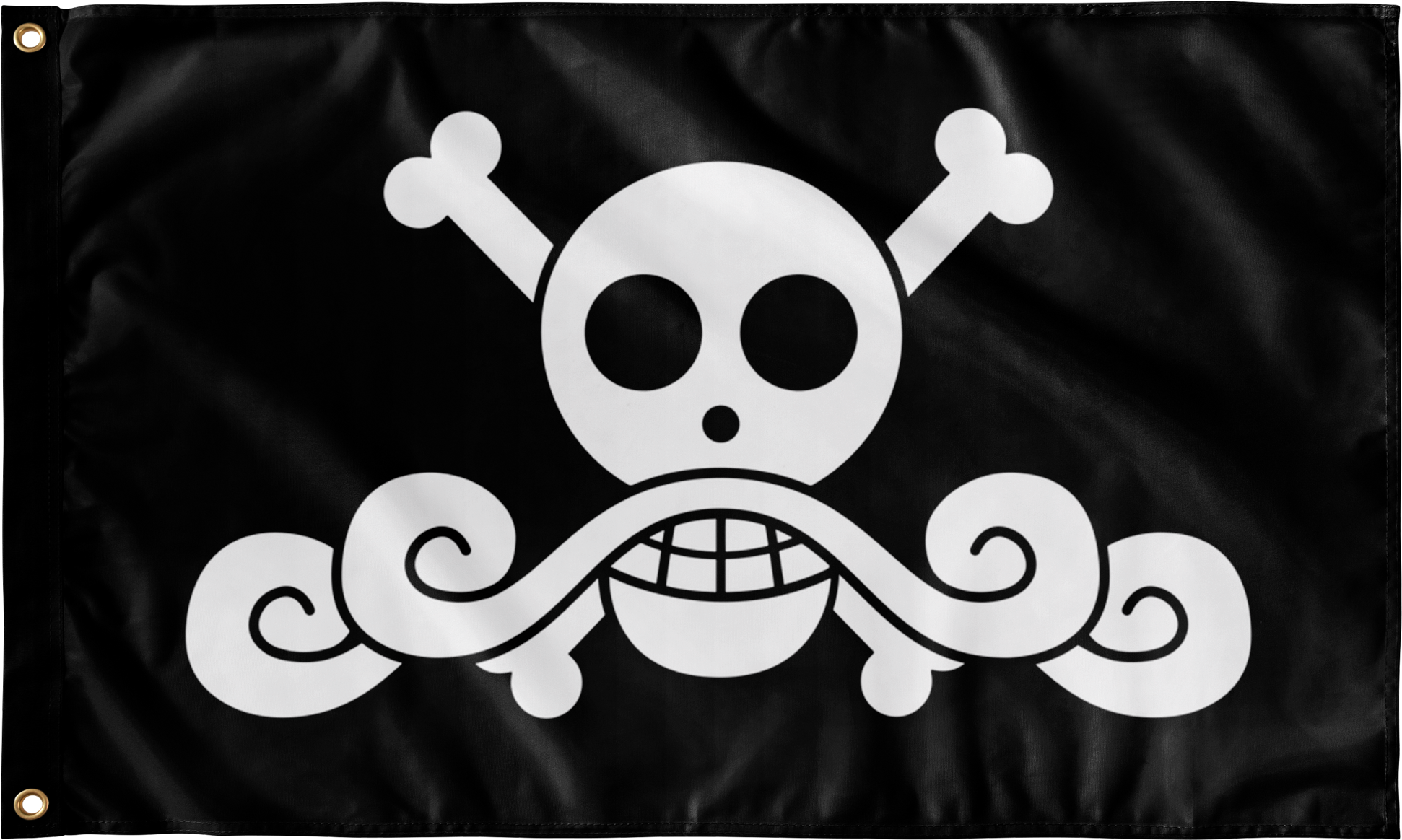 A Black And White Flag With A Skull And Crossbones