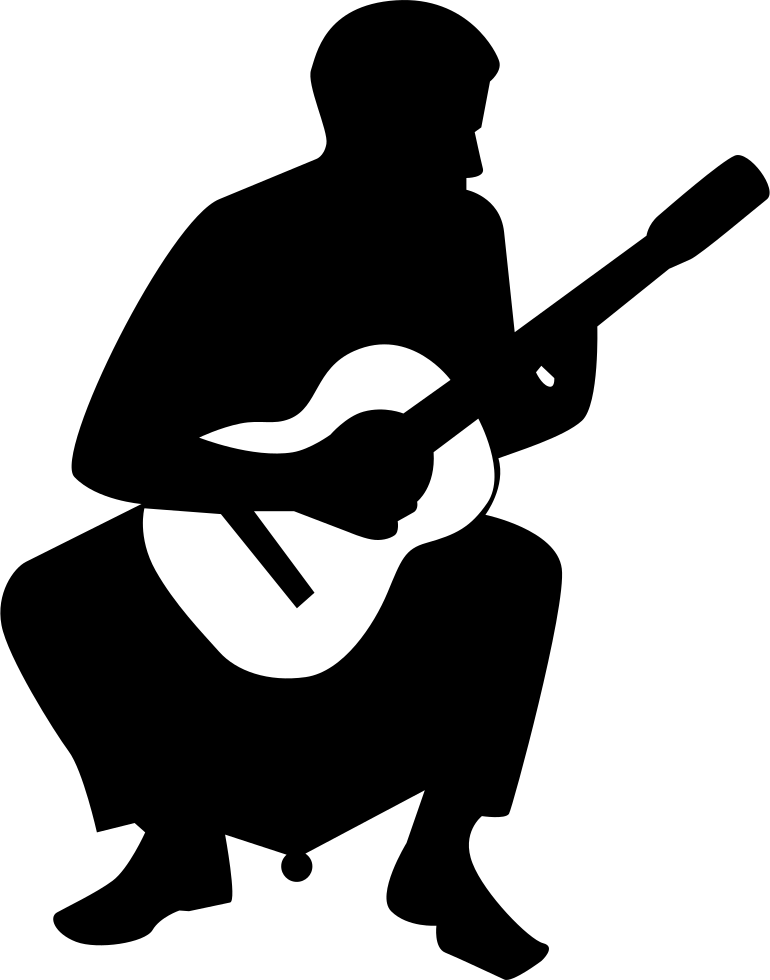 A Silhouette Of A Man Playing A Guitar
