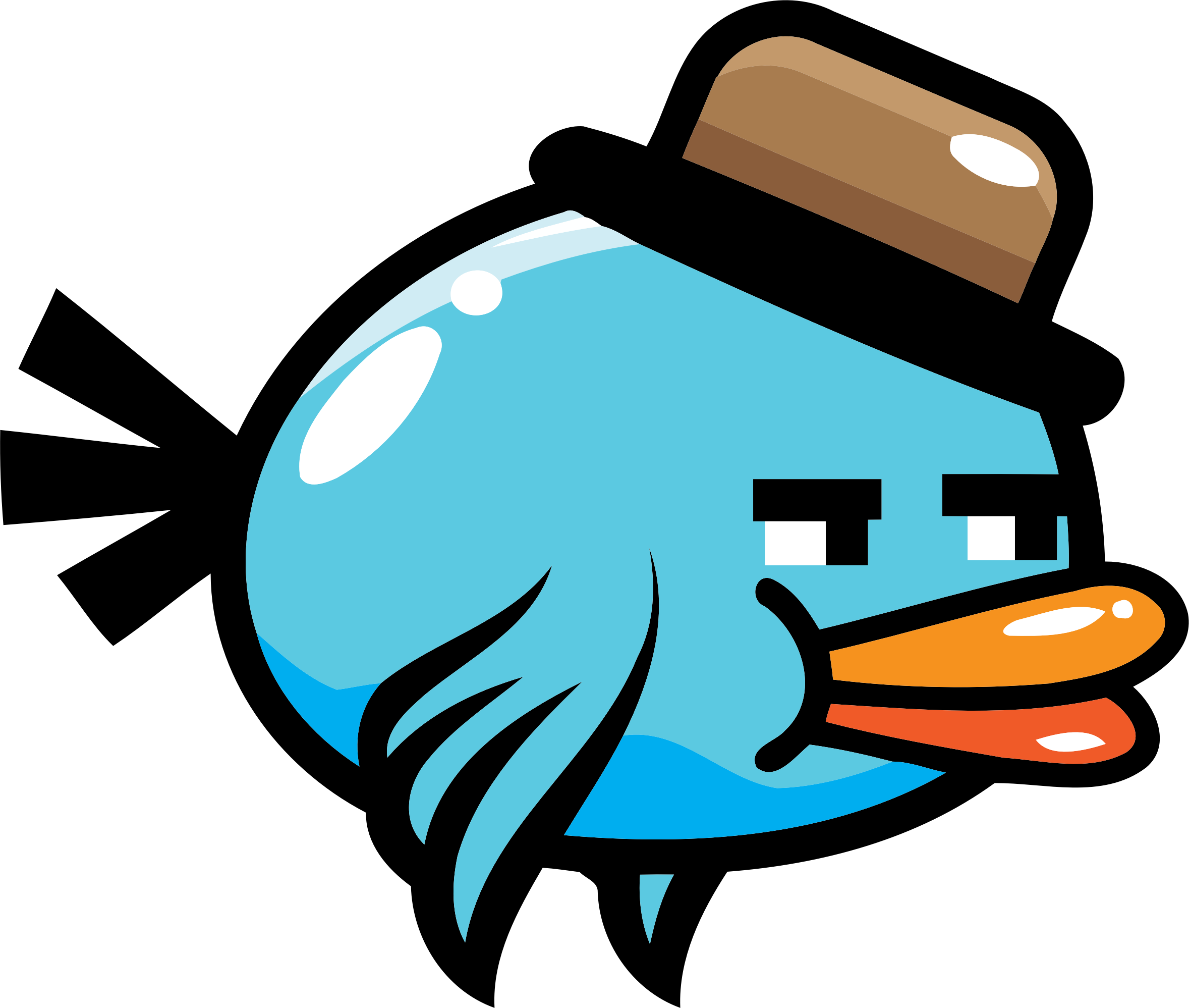 A Cartoon Blue Bird With A Hat