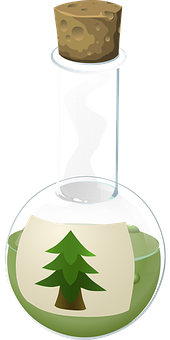 A Glass Flask With A Green Liquid Inside