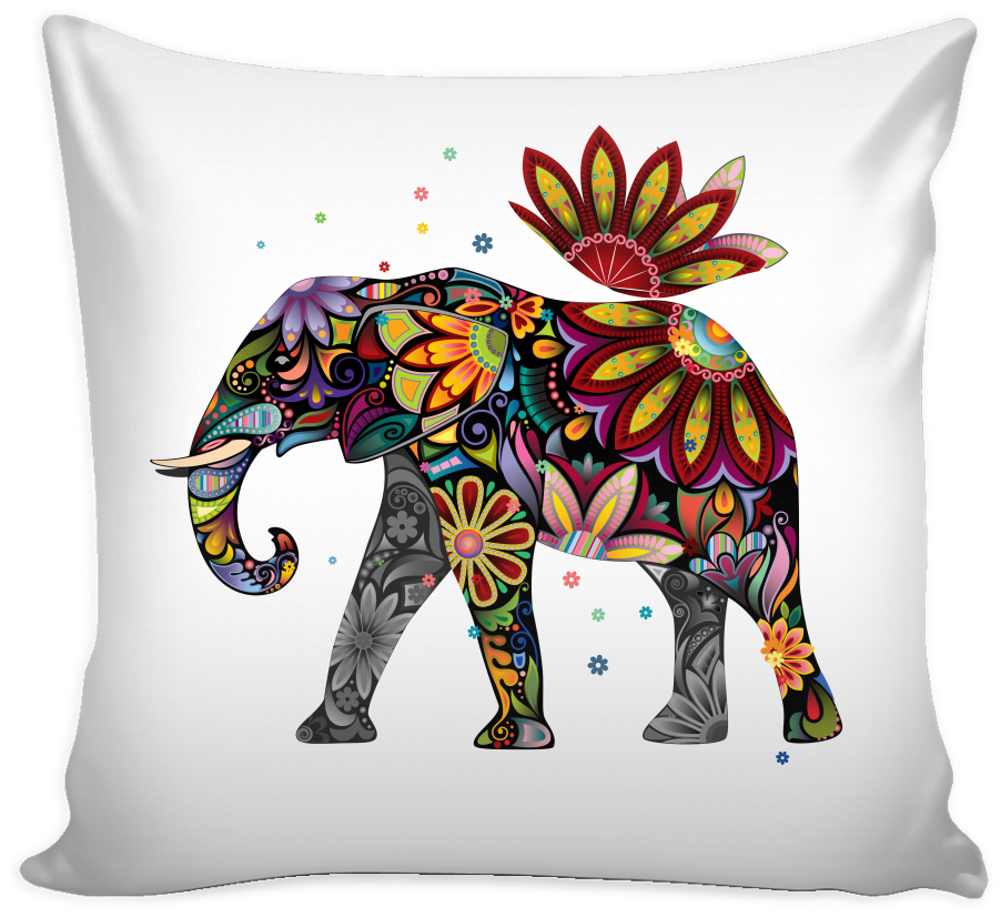 A Pillow With A Colorful Elephant