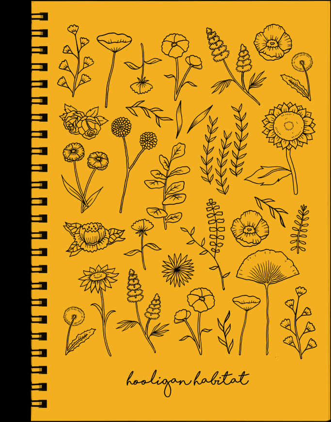 A Yellow Notebook With Flowers And Leaves