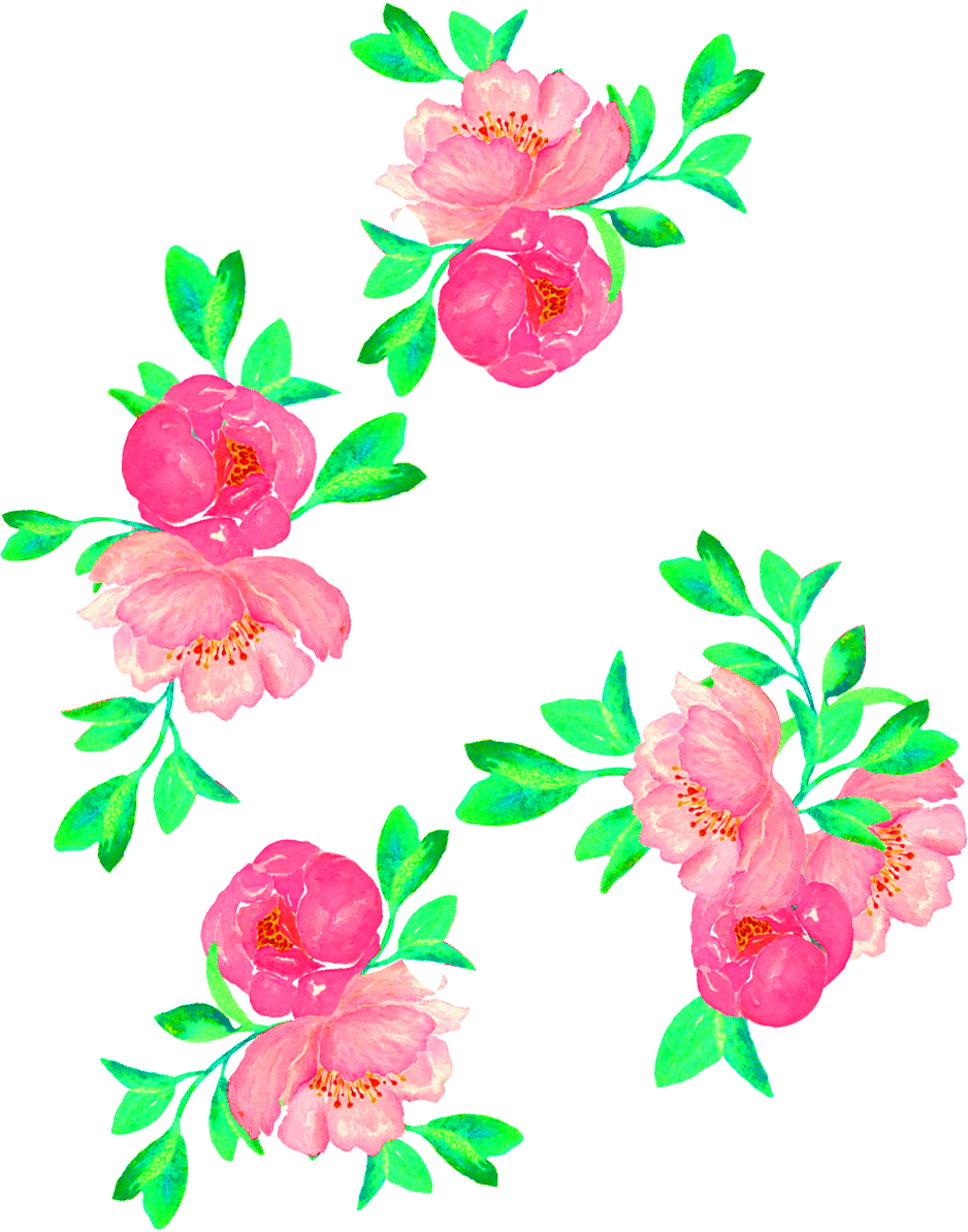A Group Of Pink Flowers And Green Leaves