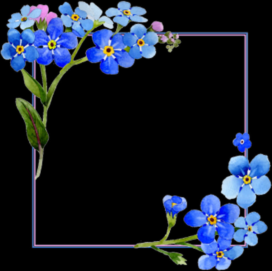 A Square Frame With Blue Flowers