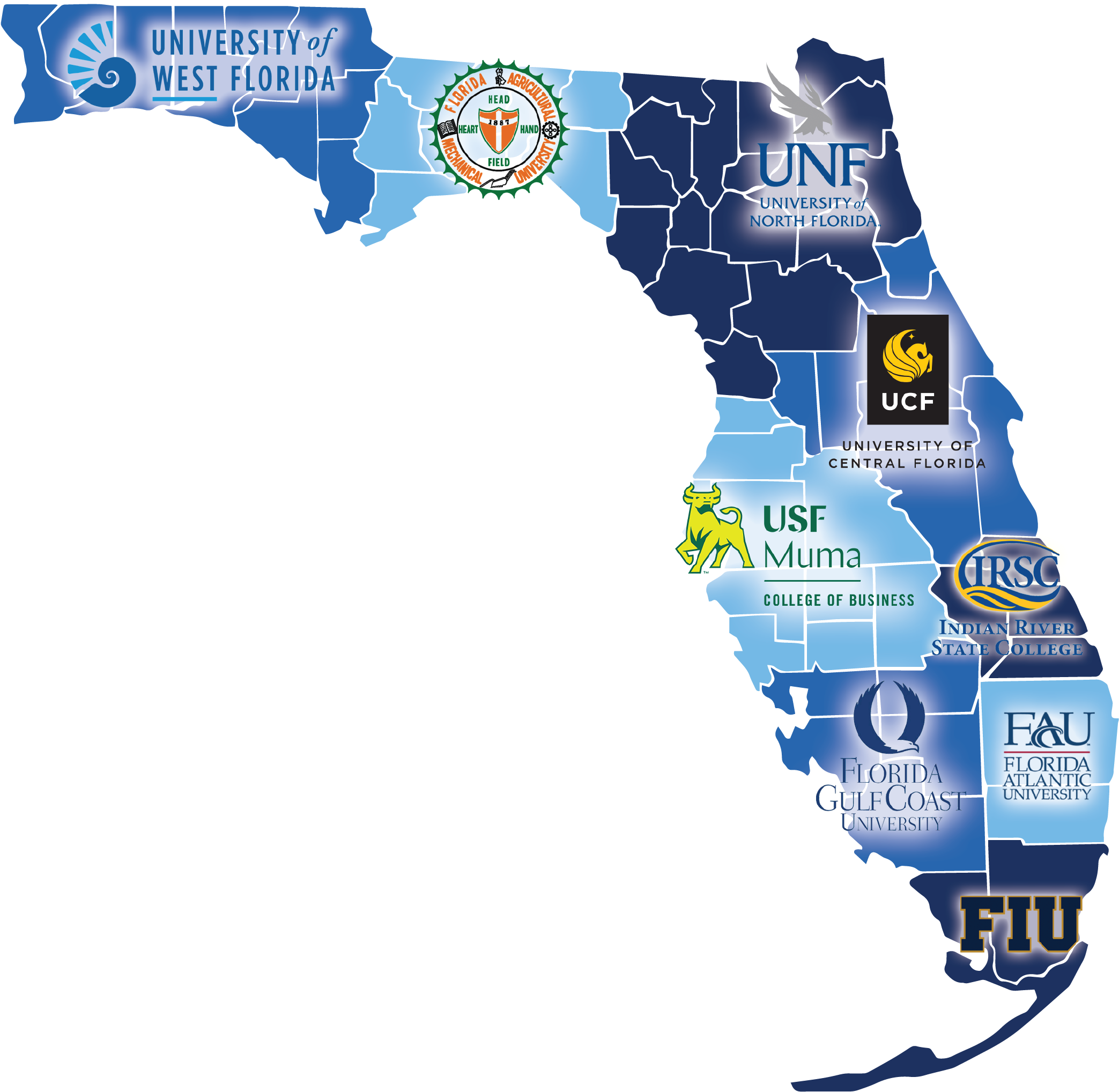 A Map Of The State Of Florida With Logos