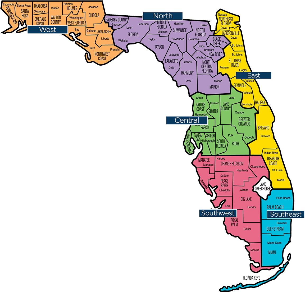 A Map Of The State Of Florida