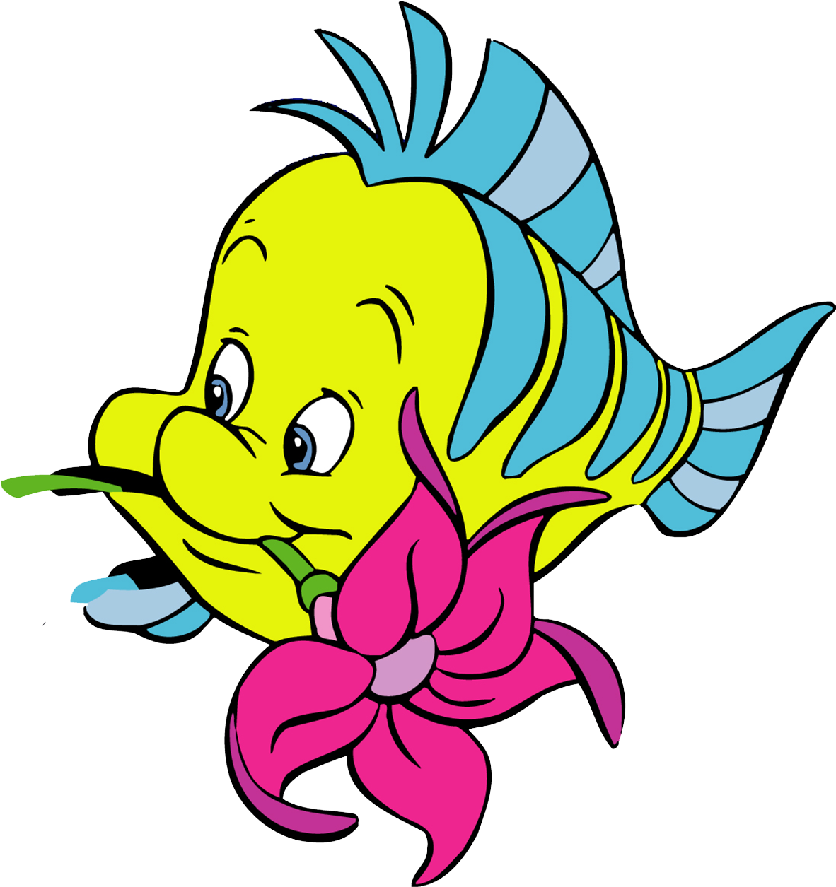 A Cartoon Fish With A Flower