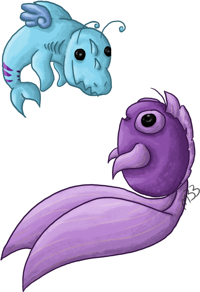 A Purple And Blue Cartoon Animal