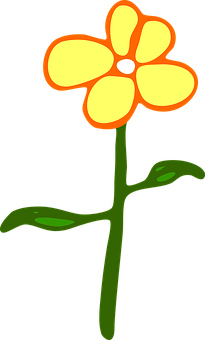 A Yellow Flower With Green Stem