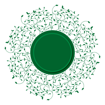 A Green Circle With Leaves On It