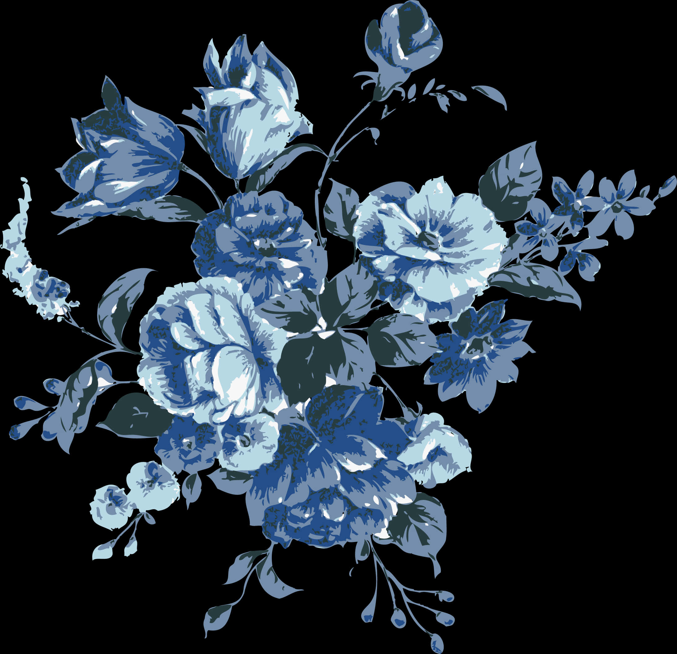 A Blue And White Flower Arrangement