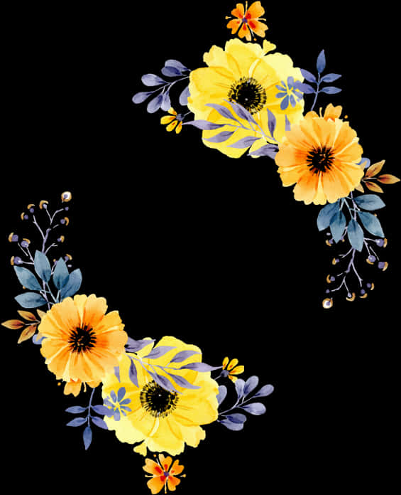 Flower Border In Orange And Yellow