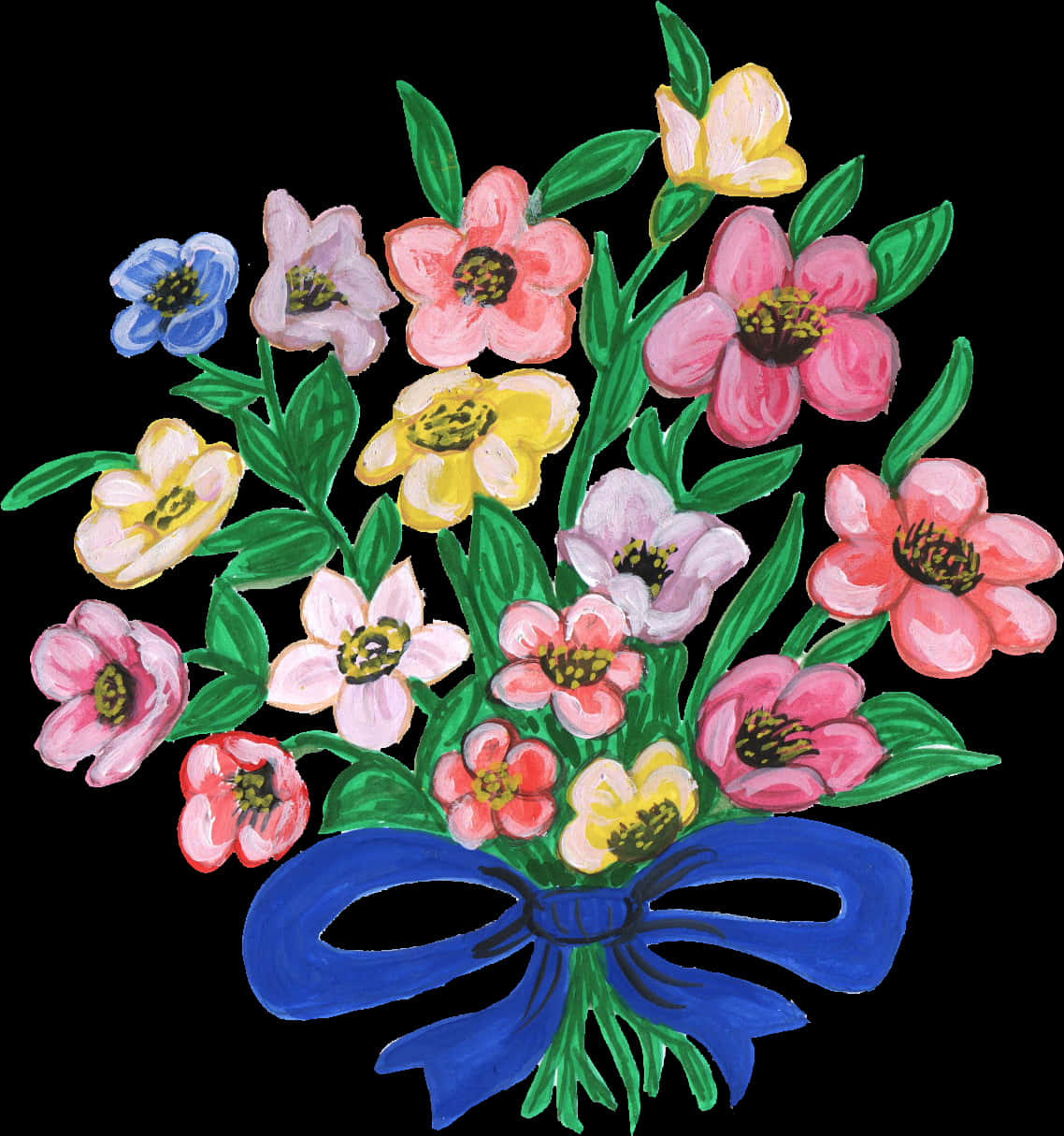 Flower Bouquet Border Png - Flower Bouquets With 5 Flowers Pictures To Download, Transparent Png
