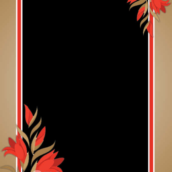 A Black Rectangular Frame With Red Flowers