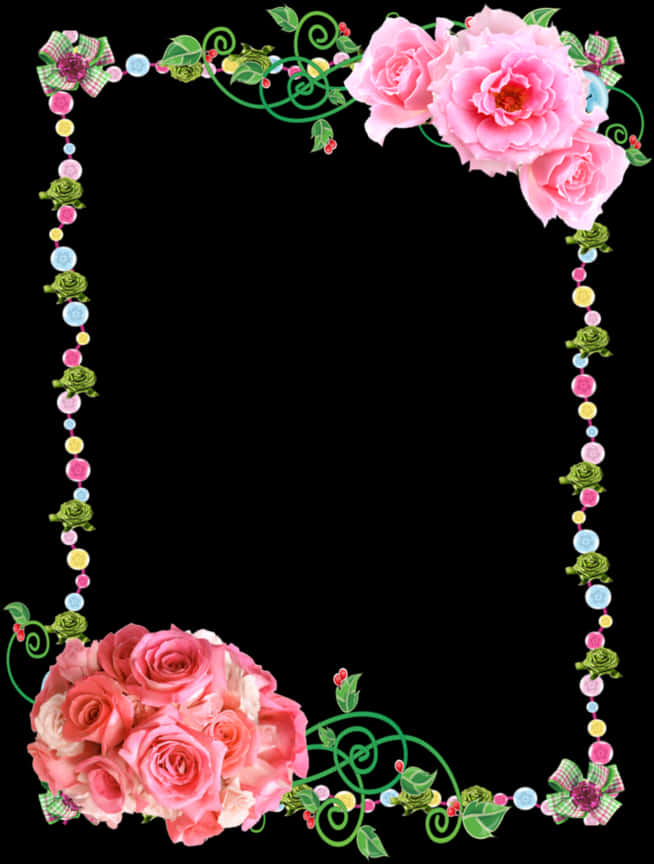 A Frame Of Flowers And Beads