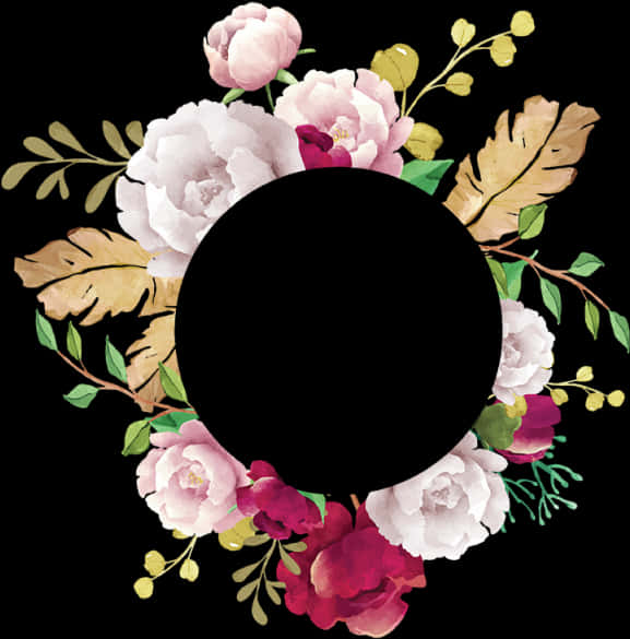 A Circle With Flowers And Leaves