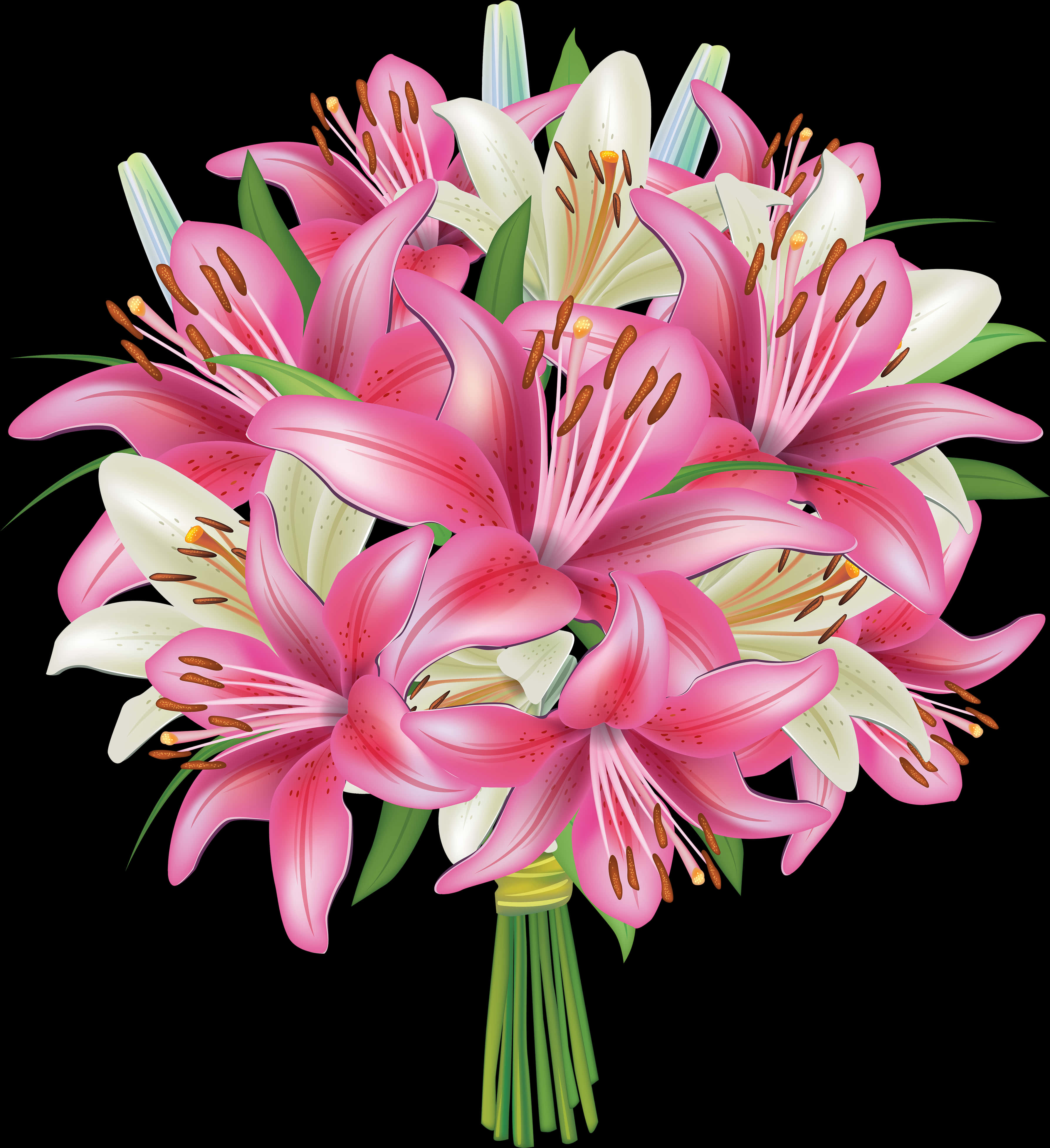 A Bouquet Of Pink And White Flowers