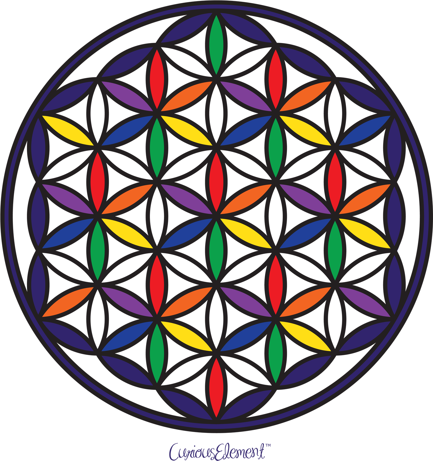 A Colorful Flower Of Life Symbol
