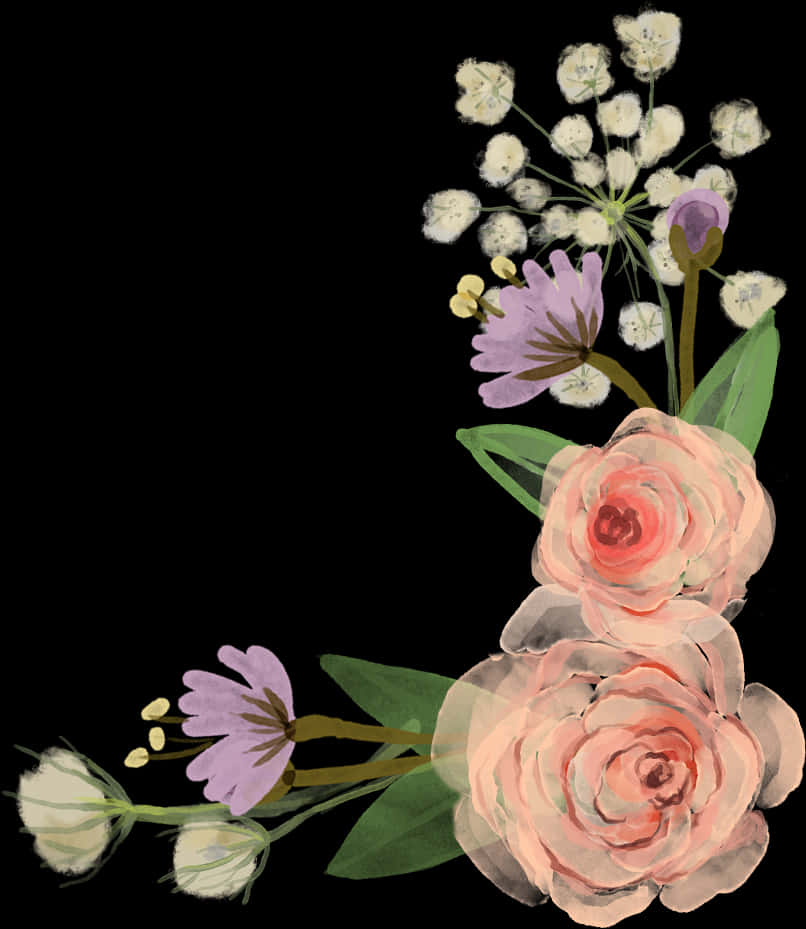 Flower Rose Clip Art - Transparent Free Flower Border Clip Art, Hd Png Download