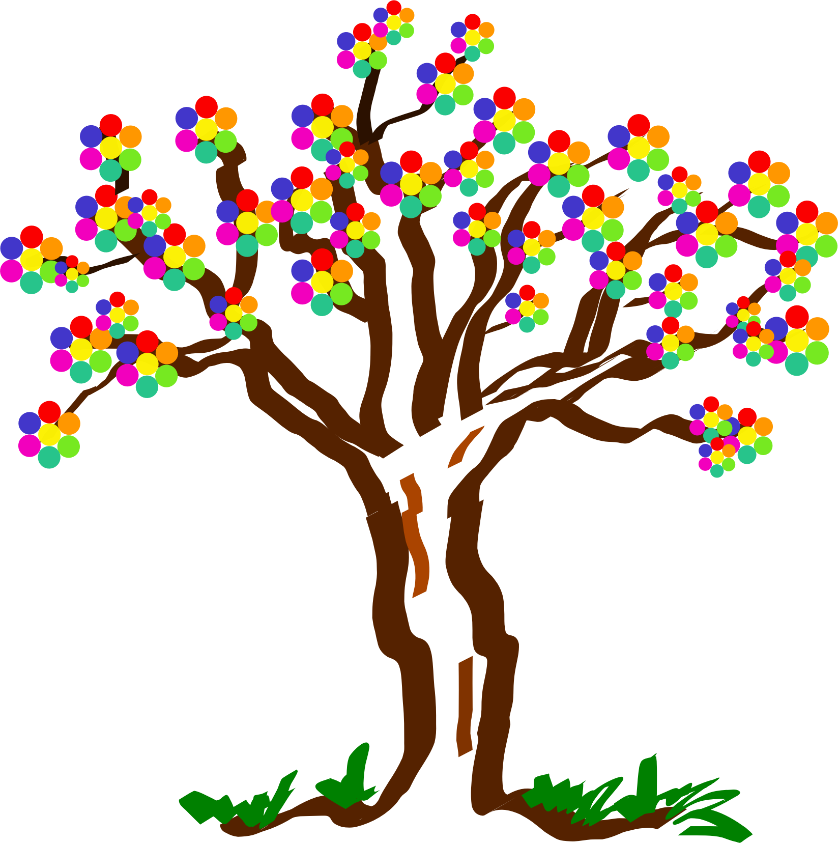 A Tree With Colorful Flowers