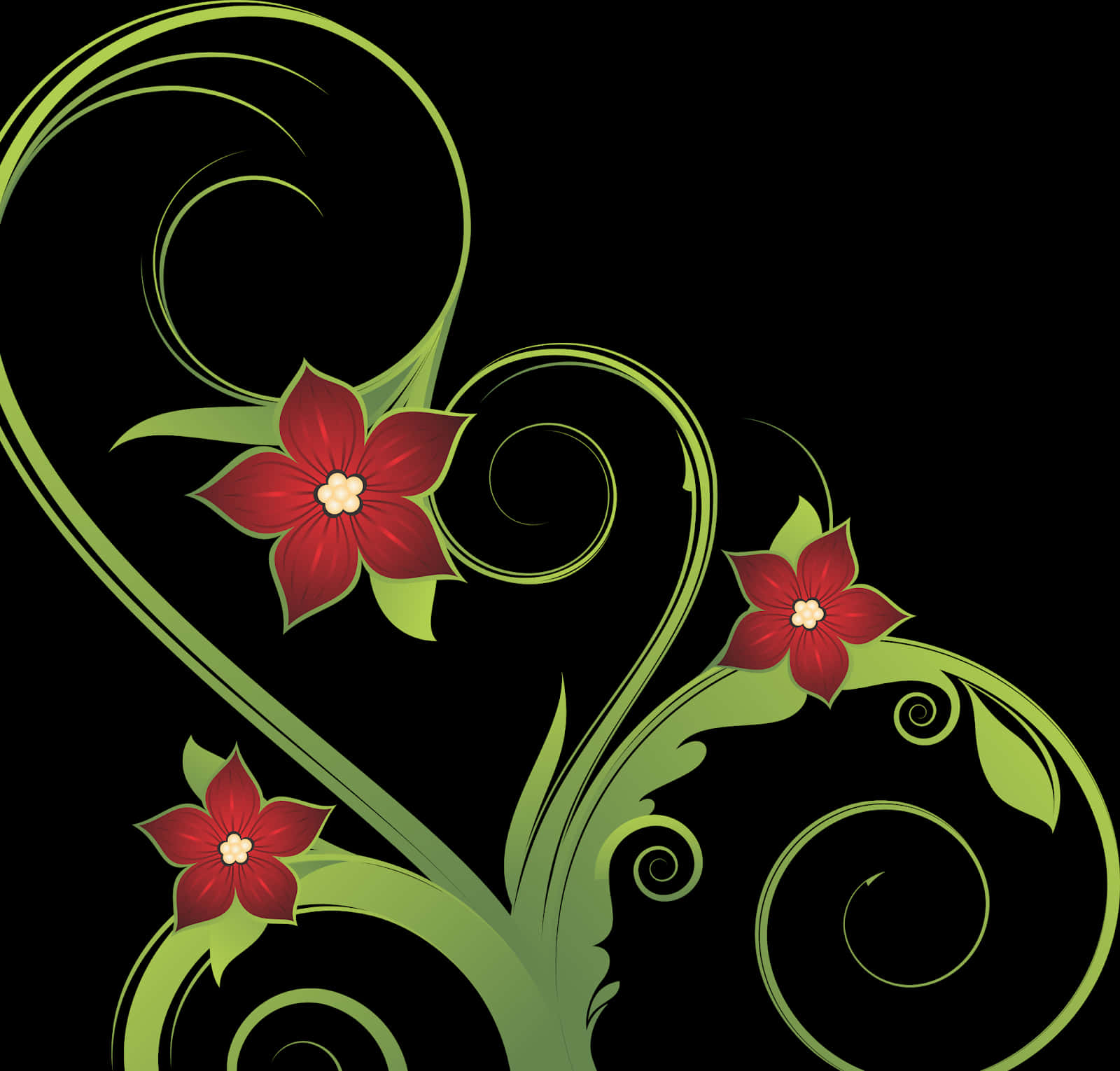 A Green And Red Flower Design