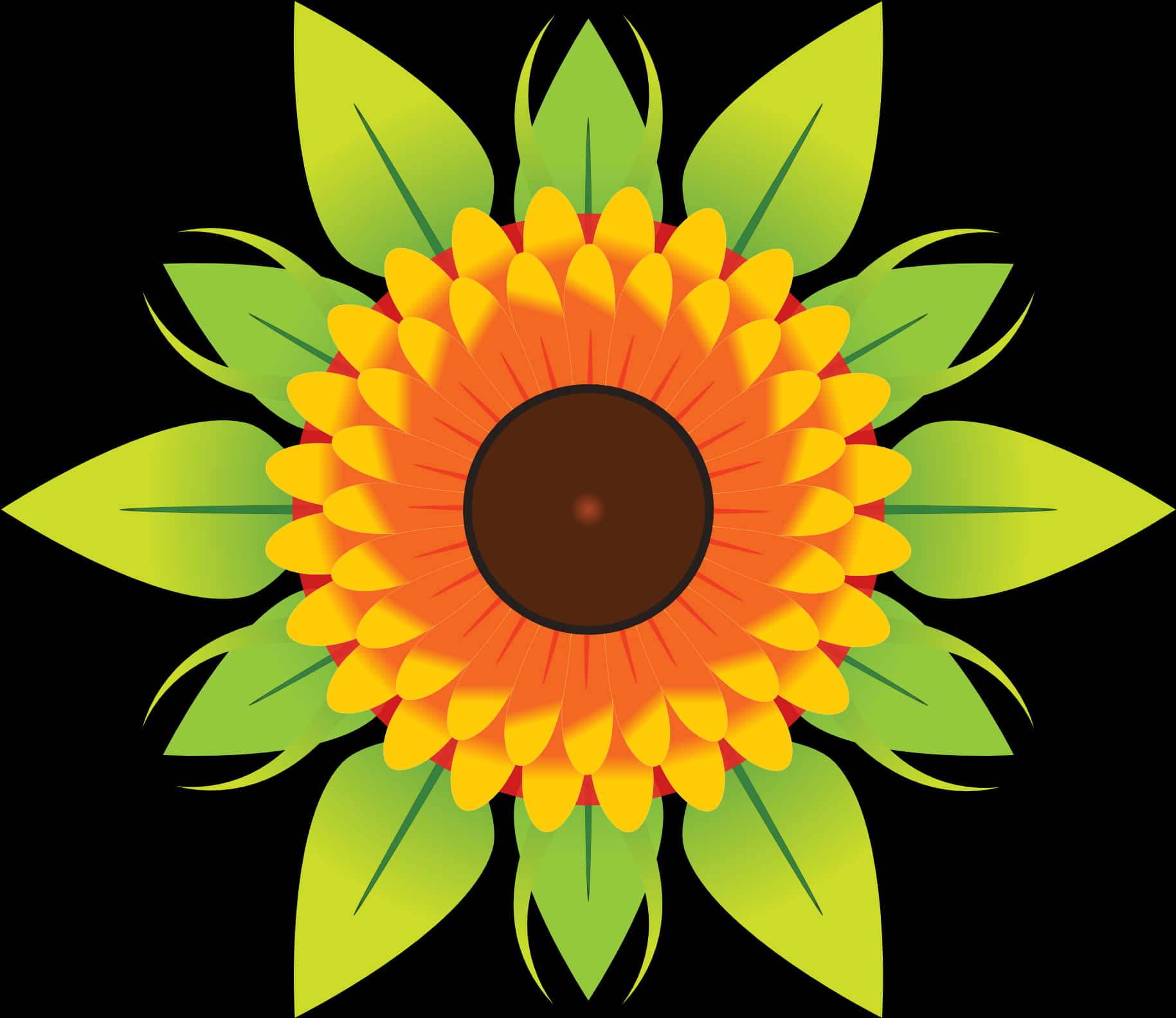 A Sunflower With Leaves
