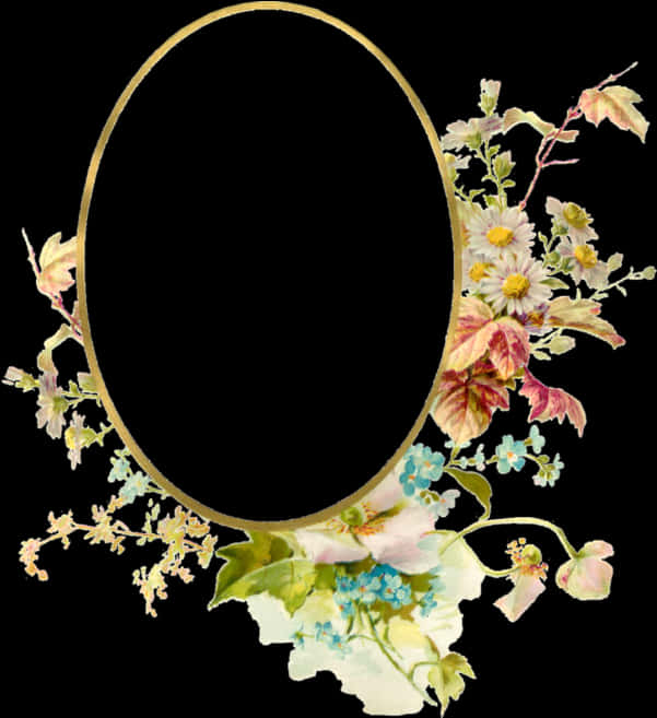 A Oval Frame With Flowers And Leaves