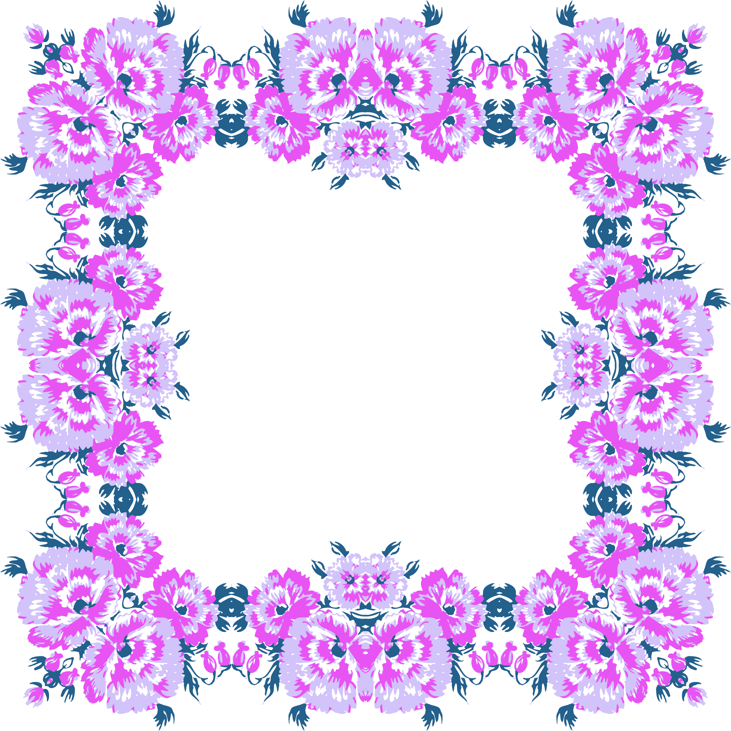 A Square Frame Of Pink And Purple Flowers