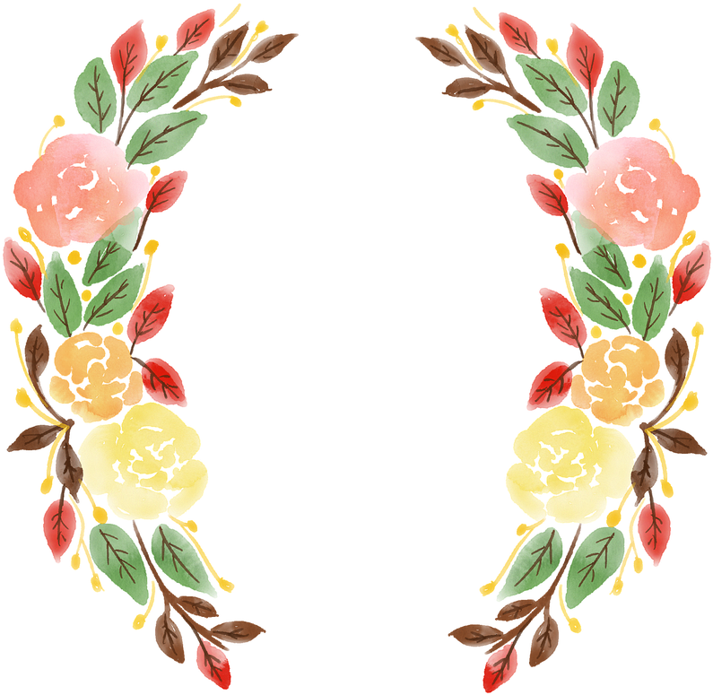 A Floral Wreath With Flowers And Leaves