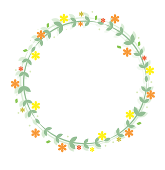 A Circle Of Flowers And Leaves