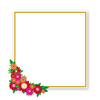 A White Square With Colorful Flowers