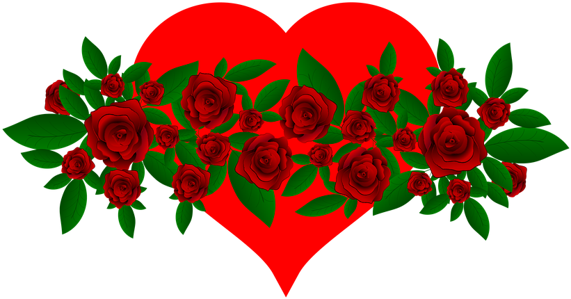 Flowers Heart Red Green Leaves Roses - Rose Good Morning Flower, Hd Png Download