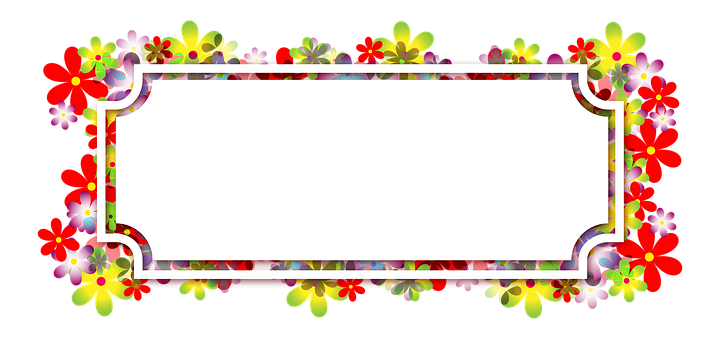 A White Rectangle With Colorful Flowers