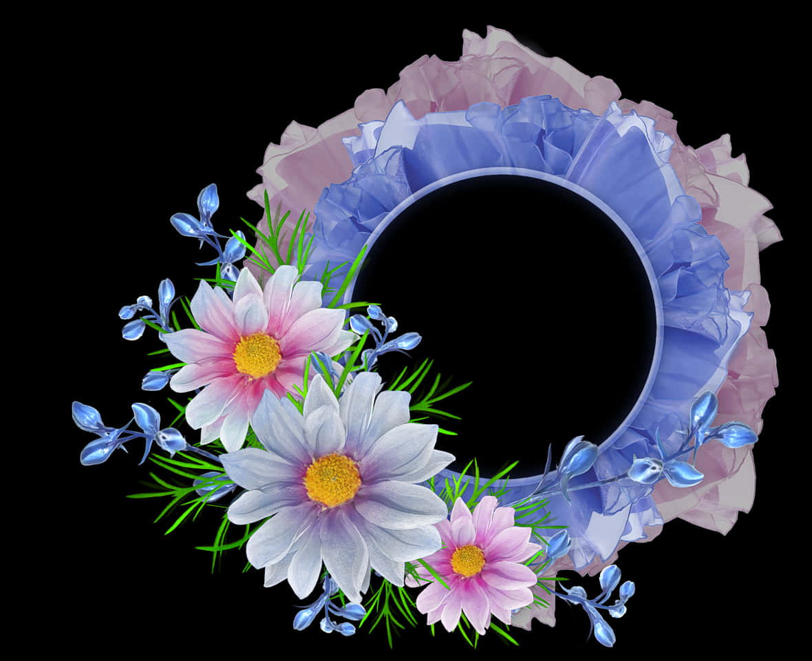 Flowers Round Frame Png, Transparent Png