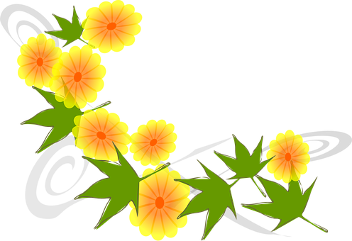A Yellow Flowers And Green Leaves