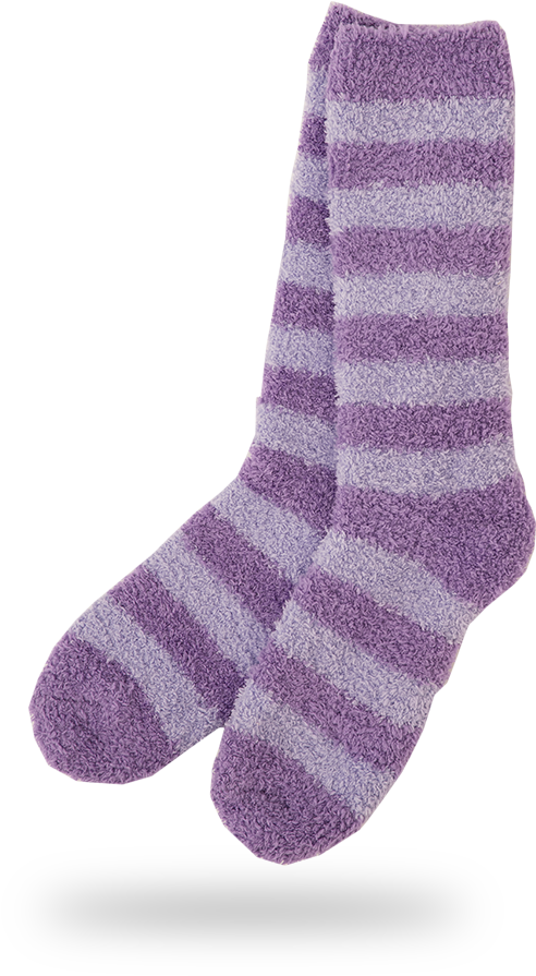 A Pair Of Purple And White Striped Socks