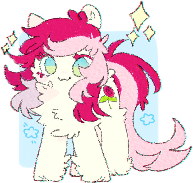 A Cartoon Of A Pink And White Pony