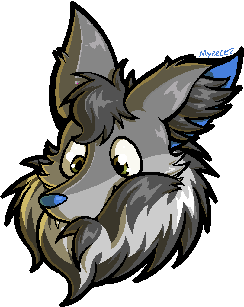 Cartoon Animal Head With Blue Ears And A Black Background