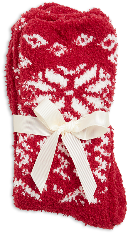 A Red And White Blanket With A White Ribbon