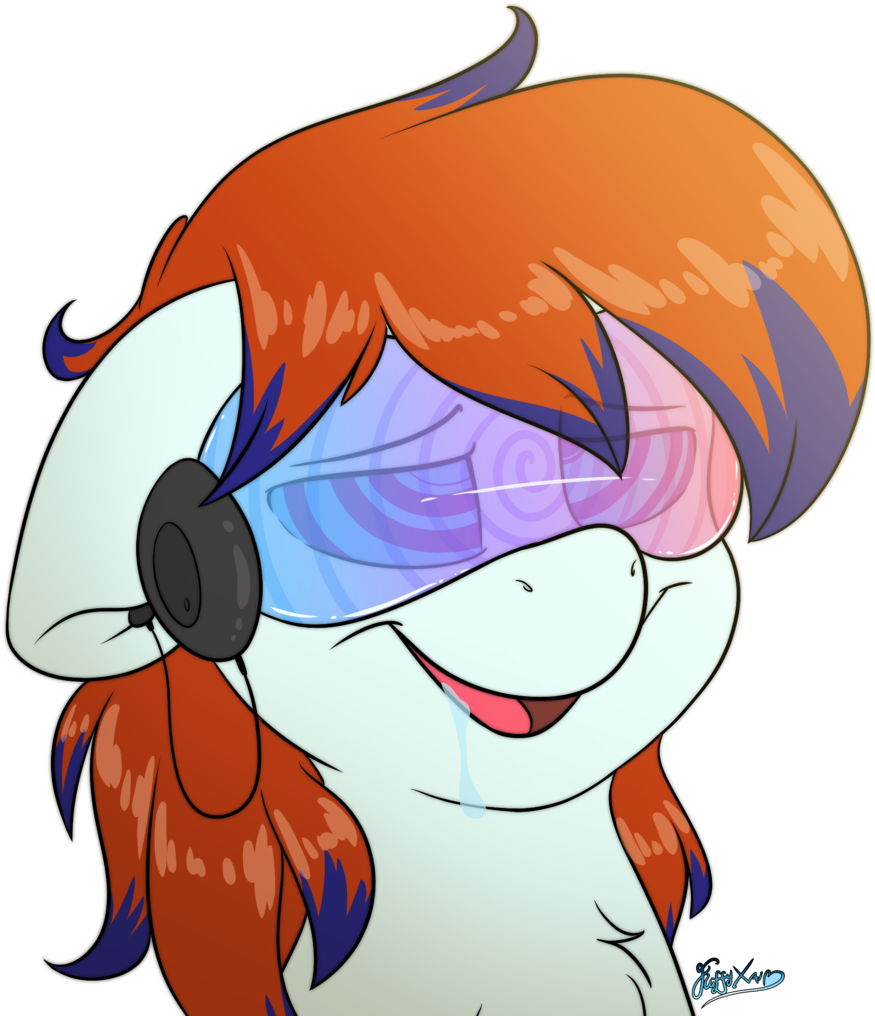 Cartoon Of A Pony Wearing Headphones