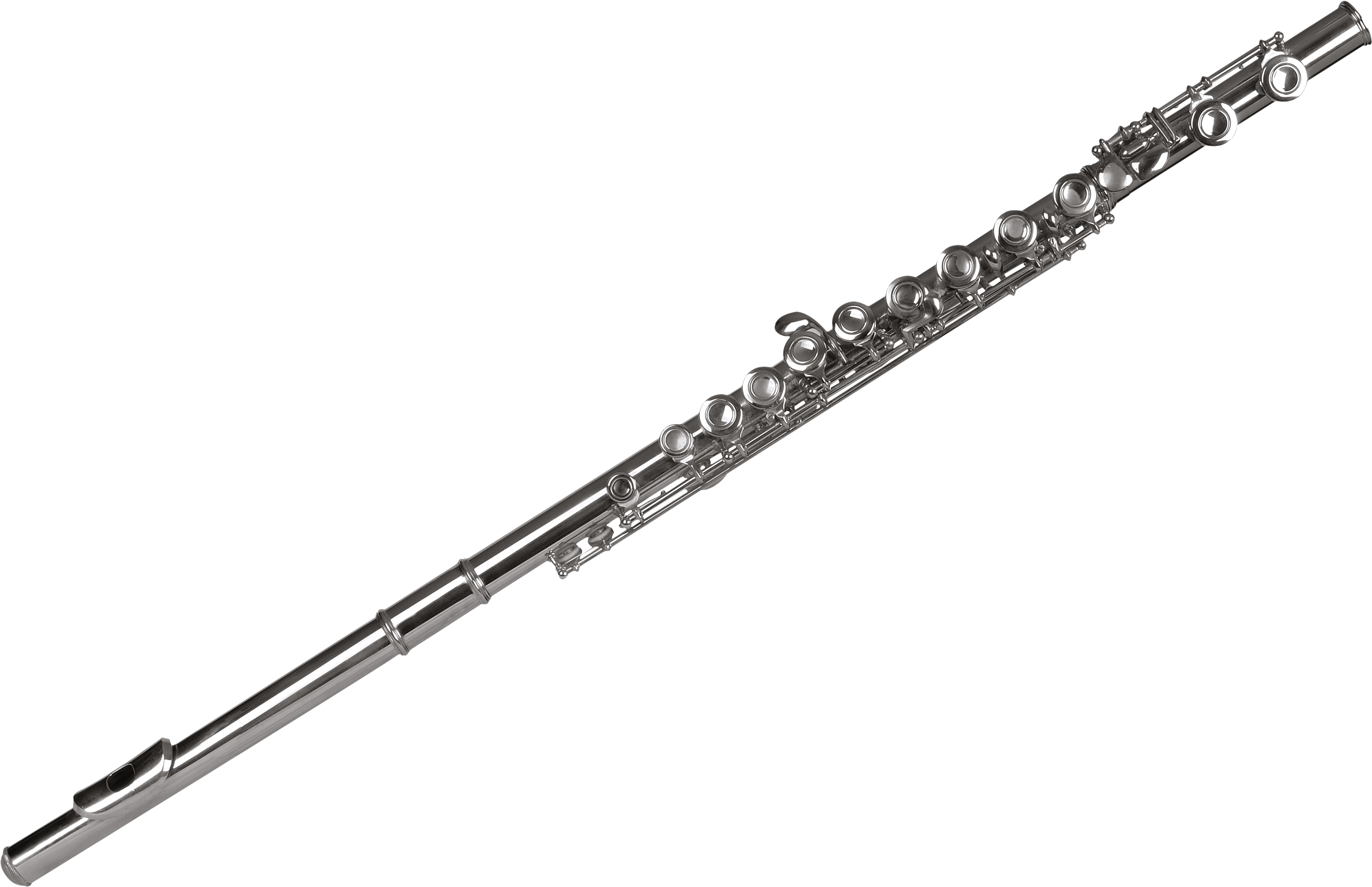 A Silver Flute On A Black Background