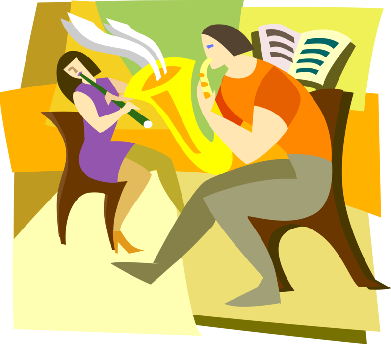 A Man And Woman Playing A Musical Instrument