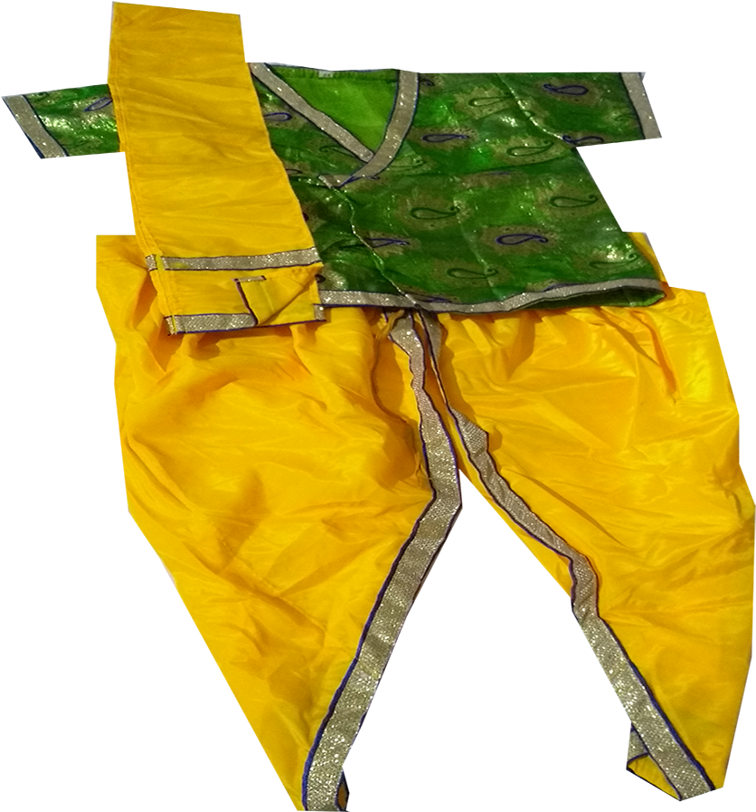 A Yellow Pants And Green And Green Jacket