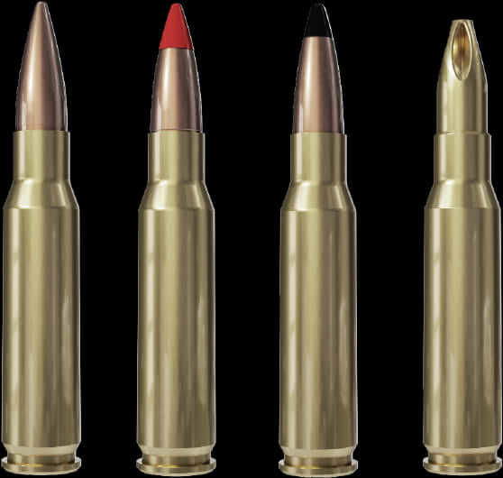 A Row Of Bullets With A Red Tip
