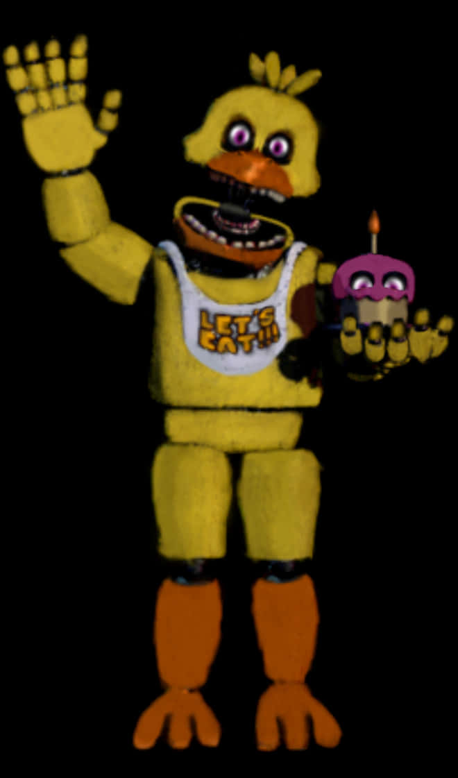 A Toy Character Holding A Cupcake