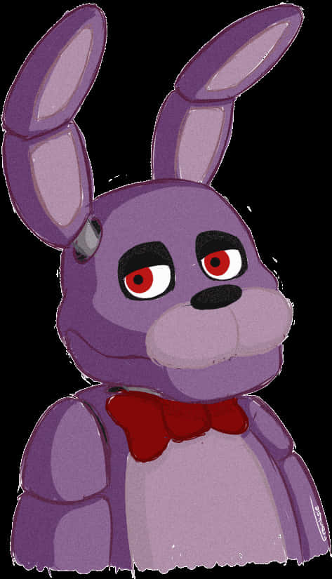 A Purple Toy With Red Eyes And A Bow Tie