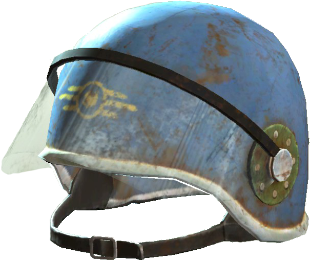 A Blue Helmet With A Black Strap