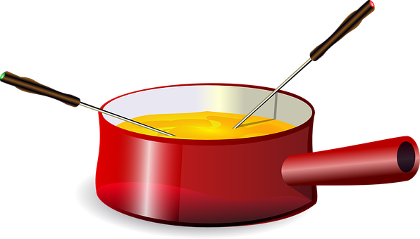 A Red Pot With Yellow Liquid Inside