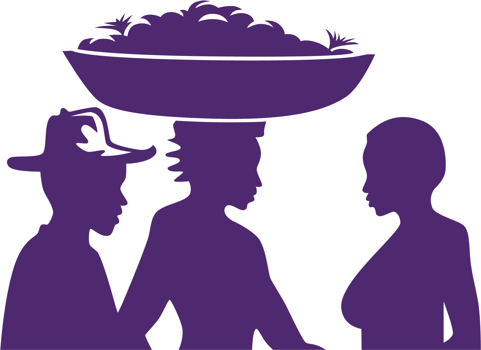 Silhouettes Of Women With A Bowl On Their Head